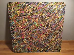 (2) Sided Metal Jackson Pollock Style Painting Each Side 30" x 30", Abstract Art - Picture 1 of 20