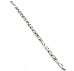 Handmade Ancient Greek Key Meander Sterling Silver 925 Link Adjustable Bracelet - Picture 1 of 5