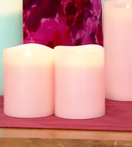 Home Reflections Set of (2) 4" Flameless Candles & Remote Pink Brand NEW NIB - Picture 1 of 4