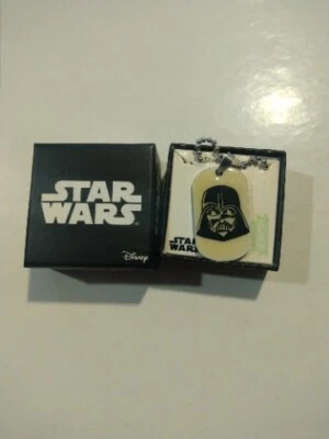 Disney GLOW In DARK Darth Vader Dog Tag 16" Necklace NEW STAR WARS  Stainless St - Image 1 of 4
