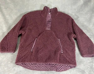 Felpa Pullover Athleta Cozy Sherpa 1/4 Snap Donna X Large Marrone - Foto 1 di 10