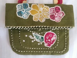 Borsa Skull Burlap LOOP NYC Bag KAWAII URBAN BOHO CASE DAY OF THE DEAD fiore - Foto 1 di 12