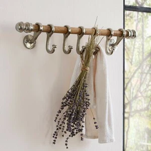 HOOK RAIL GEORDIE Clothes Rack bathroom kitchen or hallway hook rail holds towel - Picture 1 of 2