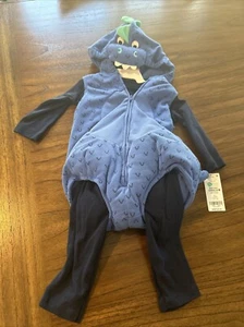 $44 Carter's 3-pc Set Baby Halloween Padded Costume Blue Dinosaur 6/9 Months NEW - Picture 1 of 4