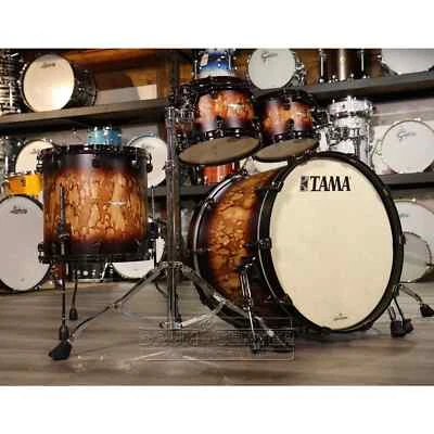 Juego de batería Tama Starclassic Maple 4 piezas marrón satinado fundido ráfaga con níquel negro Hw Foto 1 de 3