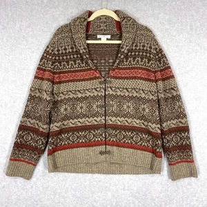 Susan Bristol Sweater Womens Large Cardigan Fair Isle Nordic Hook Closure Shawl - Imagen 1 de 13