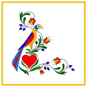 PA Dutch Hex # 17 Heart Bird 2 charts 10 DMC Colors Counted Cross Stitch Pattern - Picture 1 of 6