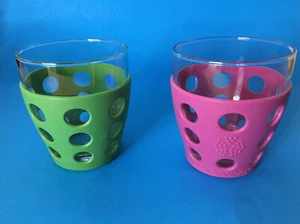 LifeFactory konische Brille (2) mit Silikonjacke, Made in USA, lila & grün - Bild 1 von 9