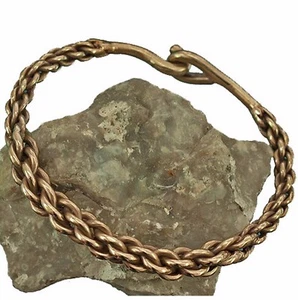 Wikinger Flecht Armreif Hand geflochten Gr.L Haken Verschluss Bronze Replikat MA - Bild 1 von 4