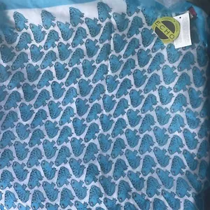 ECHO Frog Scarf NWT Women’s Blue Repetitive Pattern Fringe Nordstrom Polyester - Picture 1 of 5