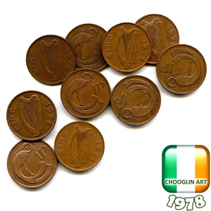 Set of (x10) IRISH 1978 PENNY 1p coins, 47 Years Old! - Picture 1 of 1