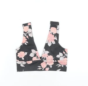 Missguided Womens Grey Floral Polyester Cropped T-Shirt Size 10 V-Neck - Picture 1 of 10