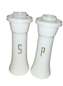 Vintage Tupperware 6" Sanduhr Salz & Pfefferstreuer Set ganz weiß Top Zustand - Bild 1 von 5