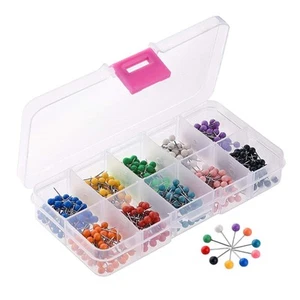 Rustproof Map Push Pin Map Marker Needle Points Foam Board Tacks Plastic Round - Picture 1 of 7