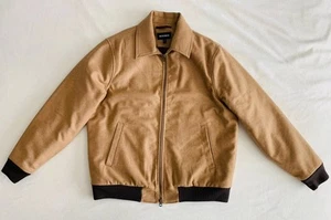Bonobos Italian Wool Bomber Camel Jacket Lined & Quilted PrimaLoft Mens M - Picture 1 of 18