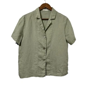 Camicia da campeggio Grae Cove 100% lino boxy manica corta con bottoni taglia S verde salvia - Foto 1 di 6