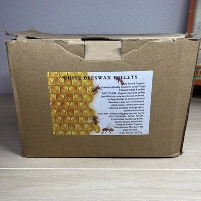 Pellets de cera de abejas blancas 100 % puras cuentas de pastillas orgánicas 5 libras Foto 1 de 2