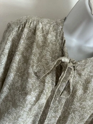 H&M Preppy Sage Green Floral Cottage Core Bohemian Secretary Shirt Bow Dress XL - Image 1 of 4