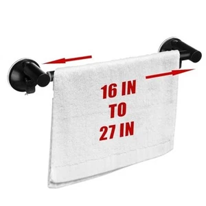 Adjustable 16-27" Suction Cup Towel Bar Extendable Suction Cup Towel Rack Black - Picture 1 of 7