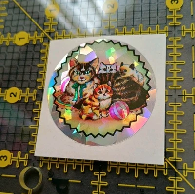 Vintage Stickers Cats Kittens Prism Sticker Mod RARE - Image 1 of 2