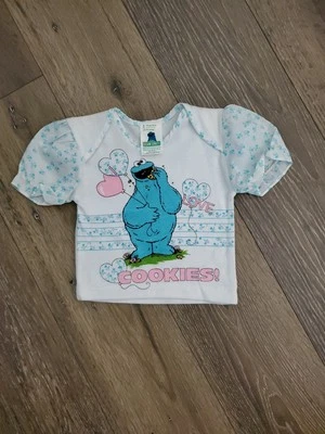 Camiseta De Colección SESAME STREET Bebé Talla 6 Meses Big Bird Cookie Monster Años 80 Blanca Foto 1 de 4