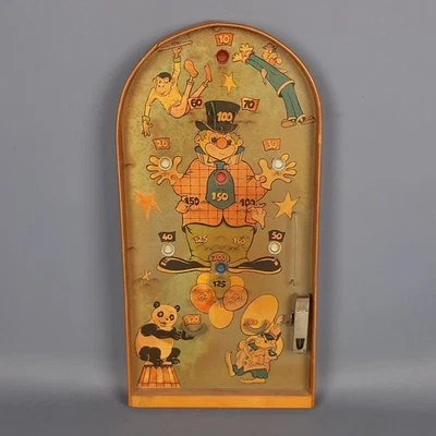 Antike Spiel Flipper Bagatelle Holz Metall Themen Zirkus Clown Early ‘900 - Bild 1 von 4