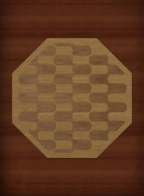 Yellow Transitional Hand Hooked Waves Curves Blocks Area Rug Geometric DV9 - Image 1 of 2