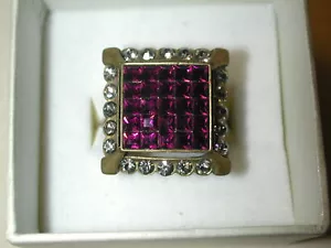Vintage Heidi Daus Lavender Purple Gray 24MM Square Multi Color Wow RING Size... - Picture 1 of 9
