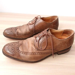 Scarpe derby marroni uomo 9 pelle punta ala marrone brogues 42 formali classiche BATA - Foto 1 di 15