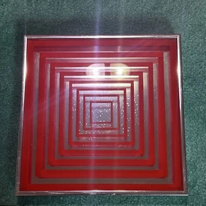 Seltener, FENDI Roma Vintage roter quadratischer Ausstellungsspiegel einzigartig stilvoll 3-D - Bild 1 von 13