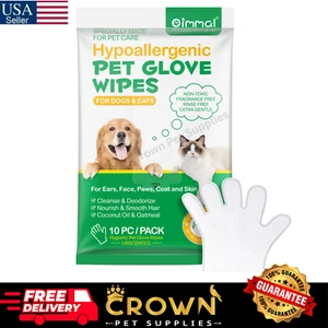 10 PCS Pet Grooming Gloves Wet Wipe For Dog And Cats Dog Cleaning Glove Wipe - Picture 1 of 6