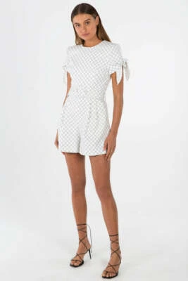 Mono de Juego Misha Collection Annette Estampado a Cuadros Nuevo con Etiquetas Talla 4 Blanco Foto 1 de 4