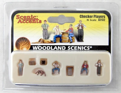 N Scale Checker Players Scene - Woodland Scenics Scenic Accents #A2132 - Image 1 of 2