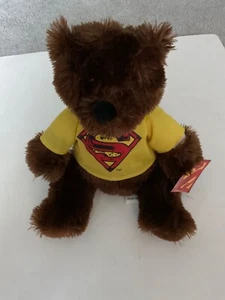 2006 Kellytoy DC Superman 12" Plush Bear In Yellow Superman T-Shirt ~ - Picture 1 of 6