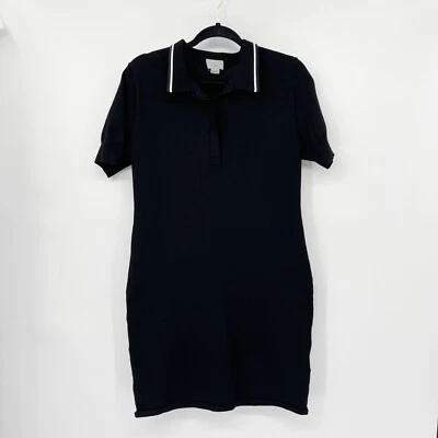 GREY Jason Wu Knit Polo Dress Size M Black White Contrast Stripe Short Sleeve - Image 1 of 4