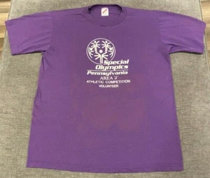 Vintage SPECIAL OLYMPICS T-Shirt MEN'S LARGE L Soft Purple Tee 90s Jerzees Mens - Picture 1 of 6