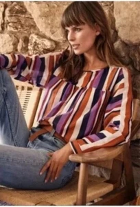 Xirena Multicolor Mia Madrid Striped Silk Blend Blouse Womens Size Small NEW - Picture 1 of 7