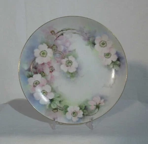 Hand Painted Plate 7-1/2 inch D Wild Roses Pastel Colors BG Signed Porcelain - Picture 1 of 4