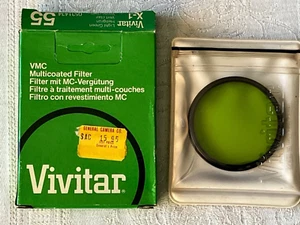 VIVITAR VINTAGE LENS FILTER, X-1 LIGHT GREEN, 55 MM, MADE IN U.S.A. - Picture 1 of 3