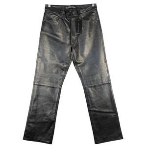 GAP Leather Pants Boot Fit Black Genuine Leather Trousers 32x30 (Fits 30x29) - Picture 1 of 12