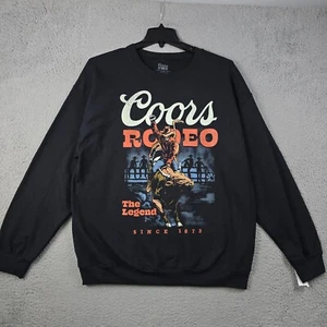 COORS BEER Rodeo Sweatshirt Mens Extra Large XL Black CASUAL Retro Cowboy NWT - Picture 1 of 13