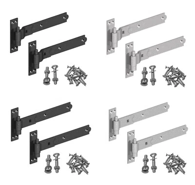 Hook and Band Hinges Pair with Fixings Gate Barn Cranked Straight Heavy Duty - Image 1 of 4