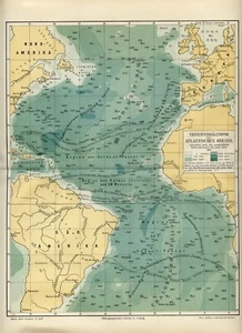 1875 = OCEANO ATLANTICO = Antica Mappa = OLD MAP - Bild 1 von 1