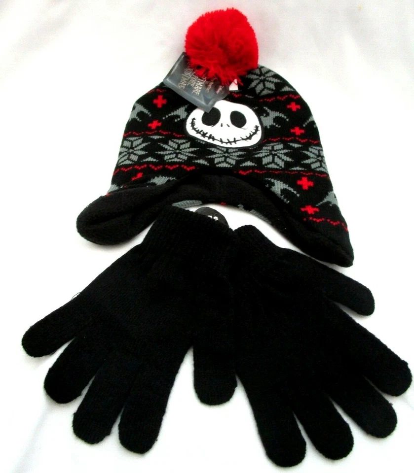 Disney black Jack Skellington Skeleton Short Laplander Beanie Black