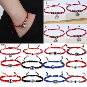 Corda portafortuna blu malocchio corda rossa fatta a mano intrecciata bracciale regolabile ingrosso - Foto 1 di 33