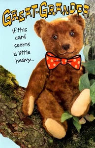 Linda tarjeta de CUMPLEAÑOS PARA GRAN ABUELO de American Greetings, Tree Bear + sobre - Imagen 1 de 4
