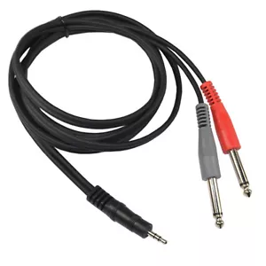 6 Fuß 1/8 (3,5 mm) TRS auf Dual 1/4 (6,35 mm) TS Kabel für Laptop-Lautsprecher, CD, MP3 - Bild 1 von 6