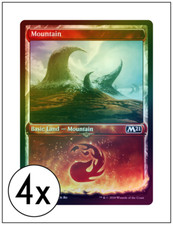 4x Foil Mountain, Showcase Border, Core Set 2021, Magic the Gathering MTG
