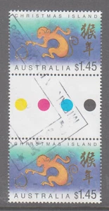 Christmas Island 2004 Year of the Monkey Used gutter pair stamps. - Picture 1 of 1
