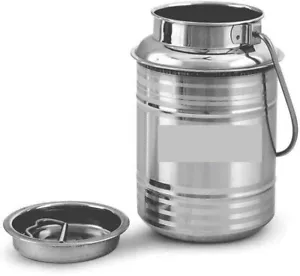 Stainless Steel Milk Ghee Pot Milk Can Storage Container With Lid Silver 2 Litre - Picture 1 of 11